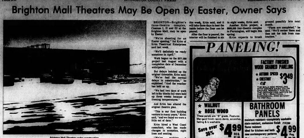 Brighton Mall - Feb 16 1972 Article On Theater (newer photo)